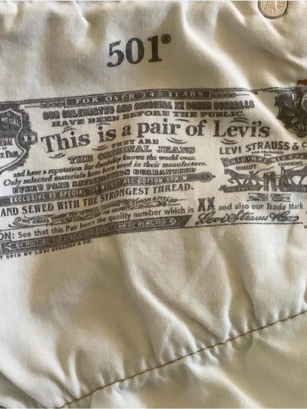 Levi's 501 Light Blue Distressed Denim Shorts with Colorful Waist Trim - Size 33 - Picture 4 of 4